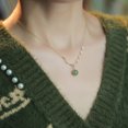 thumbnail image 2 of Collar de gargantilla para mujer, colgante de jade hetiano verde natural, regalo de cumpleaños de joyería de cadena de perlas de agua dulce con cuentas ajustables de riqueza de la suerte, 2 of 4