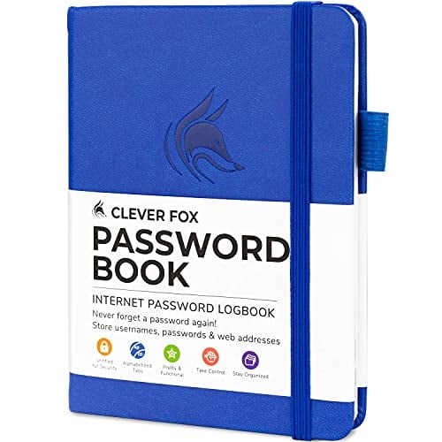 Libro De Contraseñas Clever Fox Organizador De Direcciones Y Contraseñas Web Azul Real