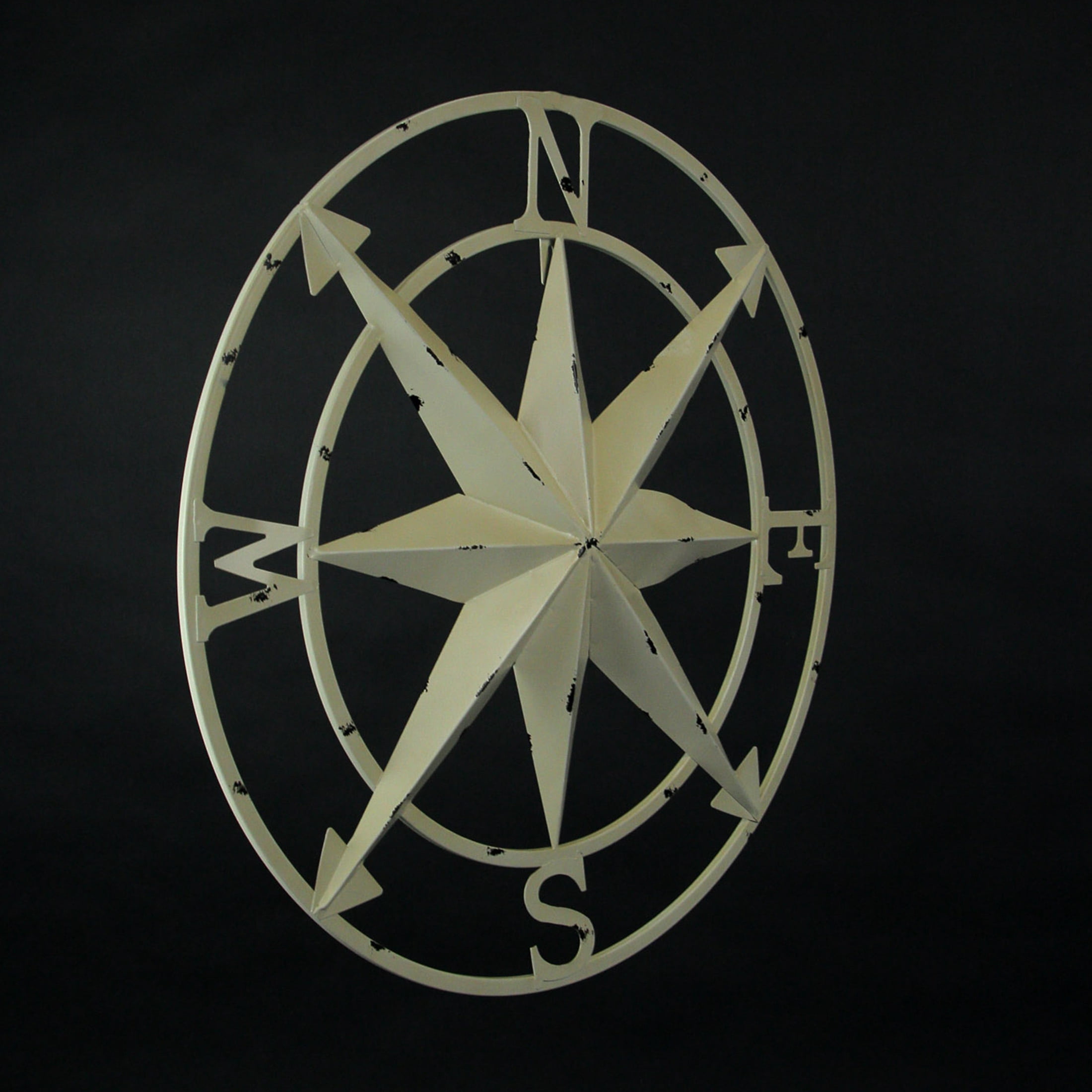 Zeckos White Metal Nautical Compass Rose Hanging Wall Décor 20.5 inch