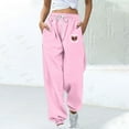 thumbnail image 2 of Sweatpants for Women Trendy Print Drawstring Casual Loose Fitting Yoga Sporty Gym Athletic Jogger Pants with Pockets,Pink 4,L, 2 of 5