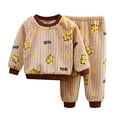 thumbnail image 1 of Gibobby Conjunto de pantalón Traje de franela para niños, pijamas de lana para bebés, traje de pantalones cálidos y esponjosos con animados para niñas(Marrón, 4-5 Años), 1 of 3