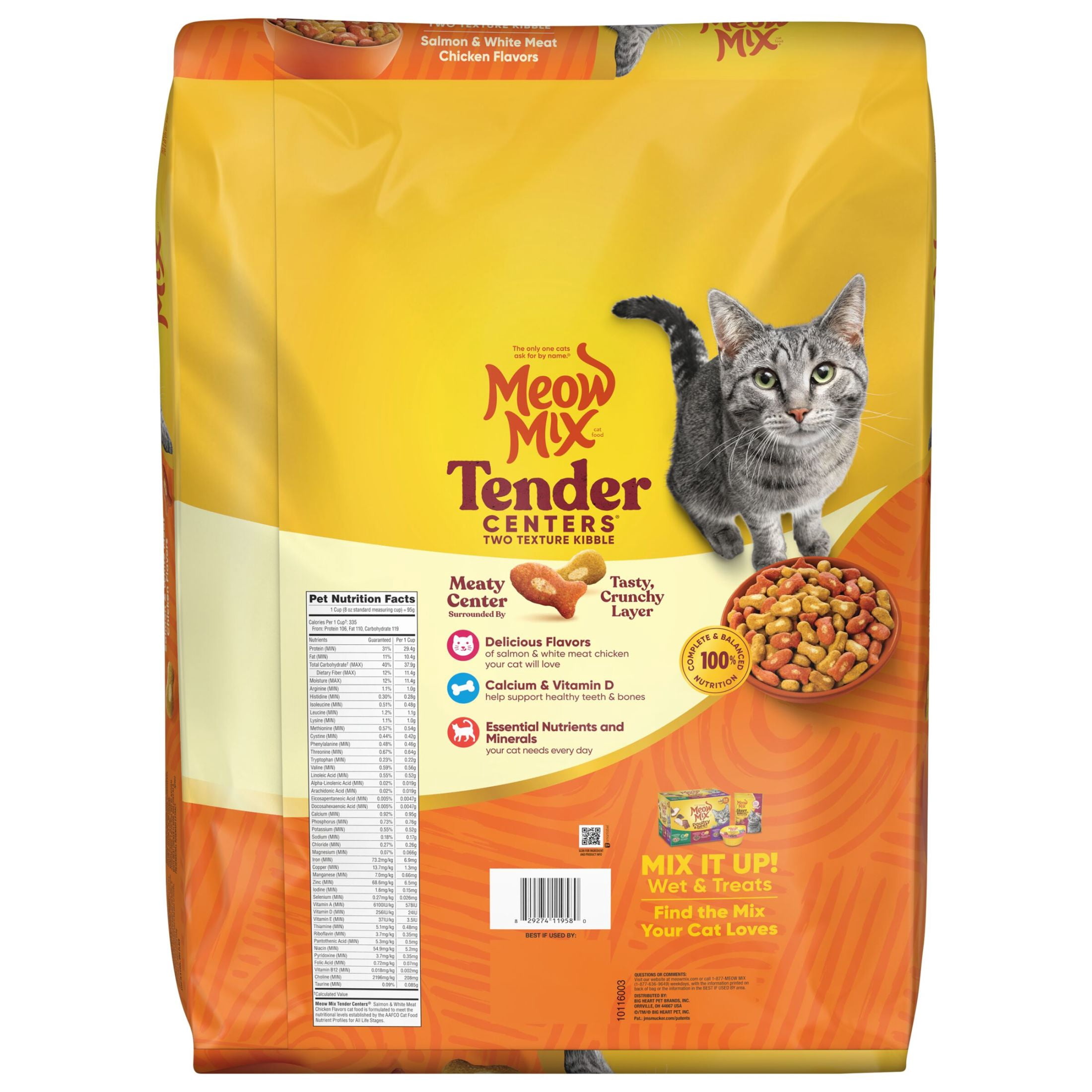(2 pack) Meow Mix Tender Centers, Salmon & White Meat Chicken Flavors, Dry Cat Food, 20 lb. Bag