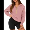 thumbnail image 1 of Sudadera con Capucha de Otoño para Mujer, Sudadera Corta de Larga con Media Cremallera, Jersey de Invierno, Ropa de Moda Rosa XL, 1 of 10