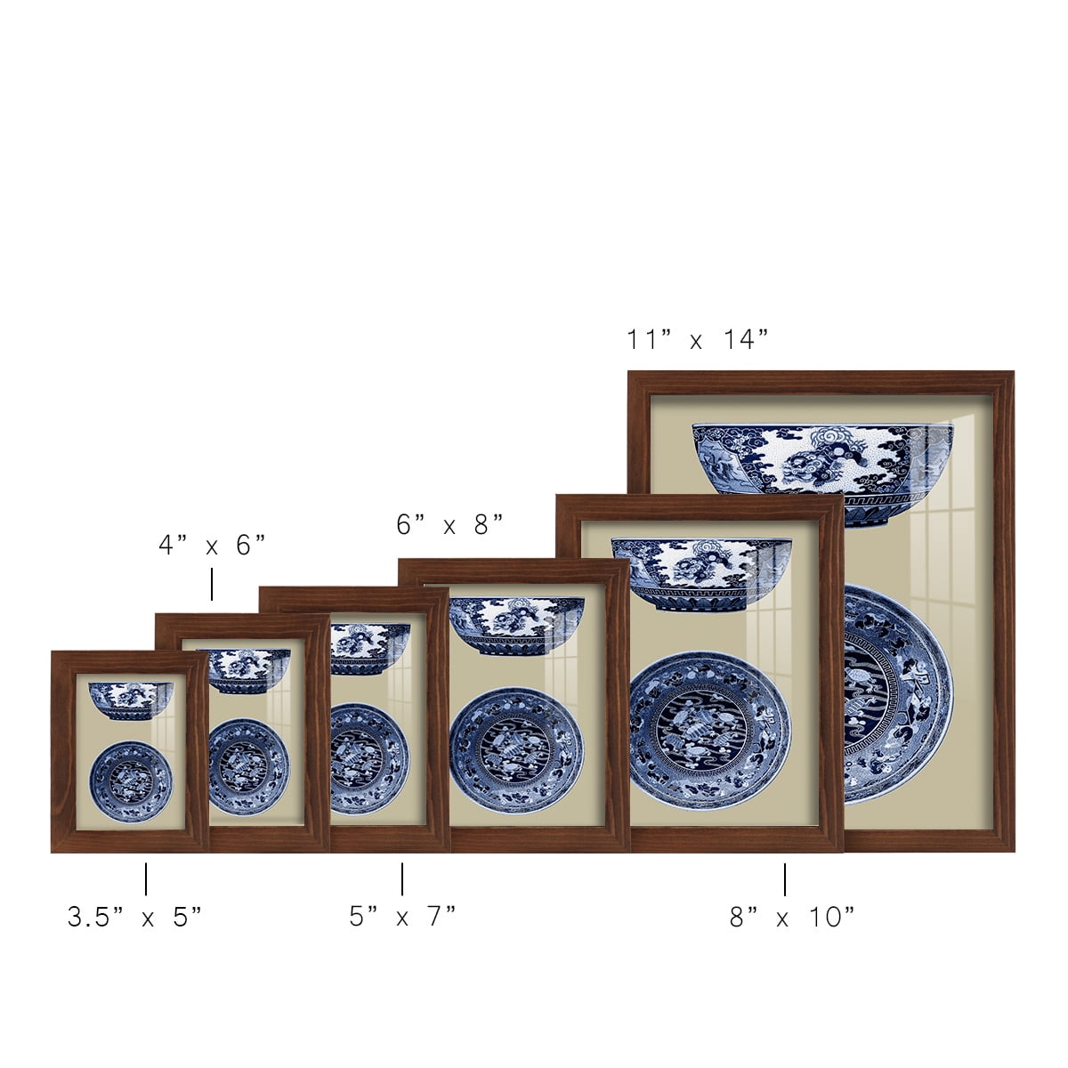 Porcelain in Blue and White I -Framed Print w/glass-Chestnut
