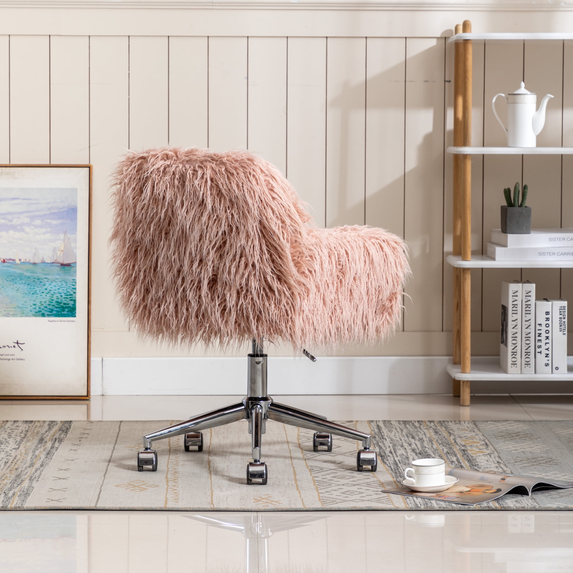 Aukfa Task Chair - Modern Desk Swivel Chair - Pink