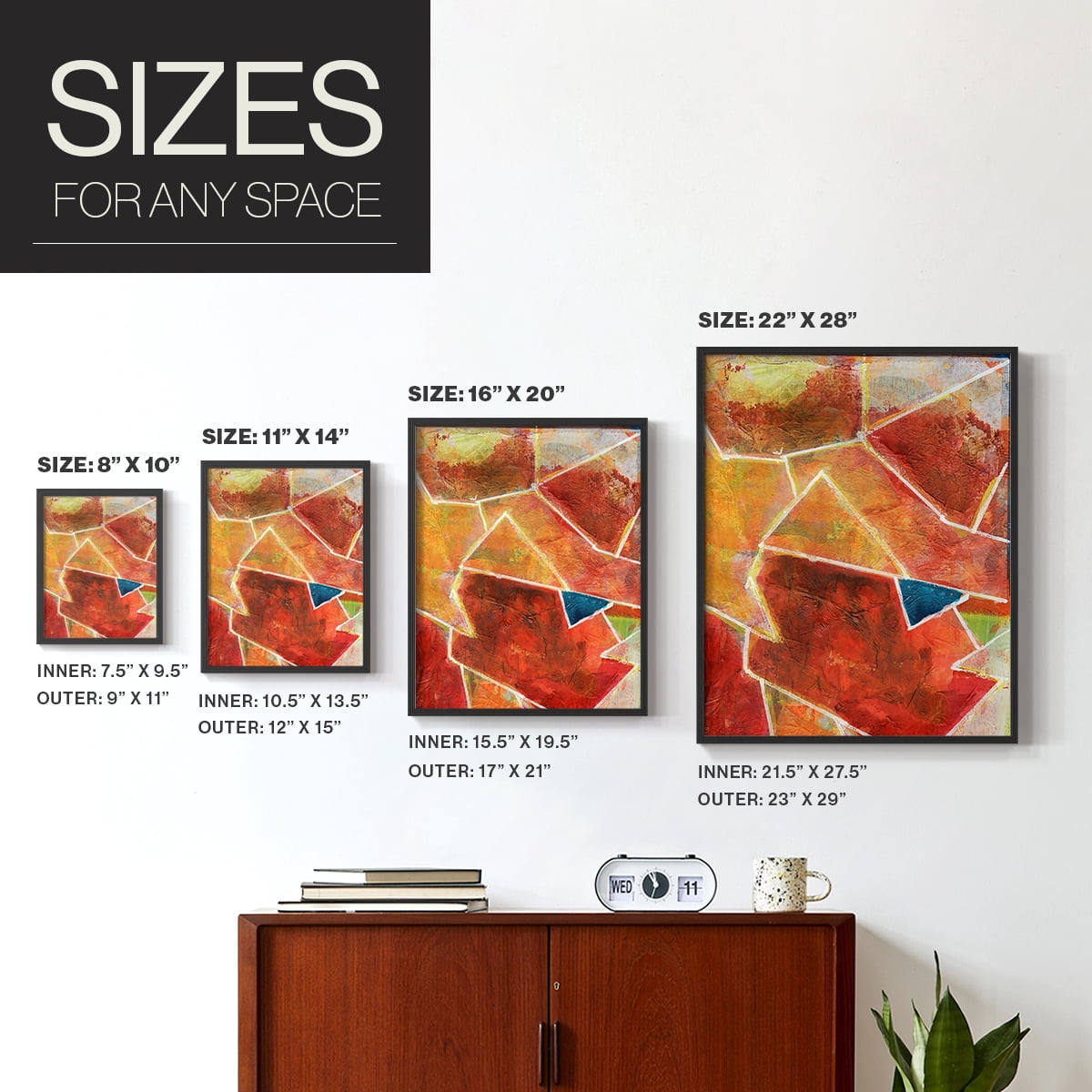 Primary Connection VII Framed Print in Black Solid Wood Framed Print No Nail Hanging
