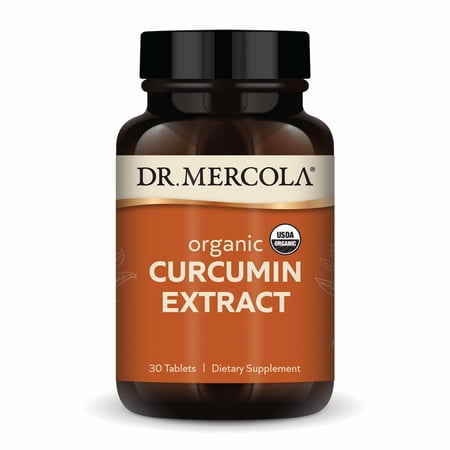 Dr. Mercola Organic Curcumin Extract - Supports Cellular Health & Antioxidant Activity - Micronized Curcuminoids - No Black Pepper - USDA Organic - 30 Tablets