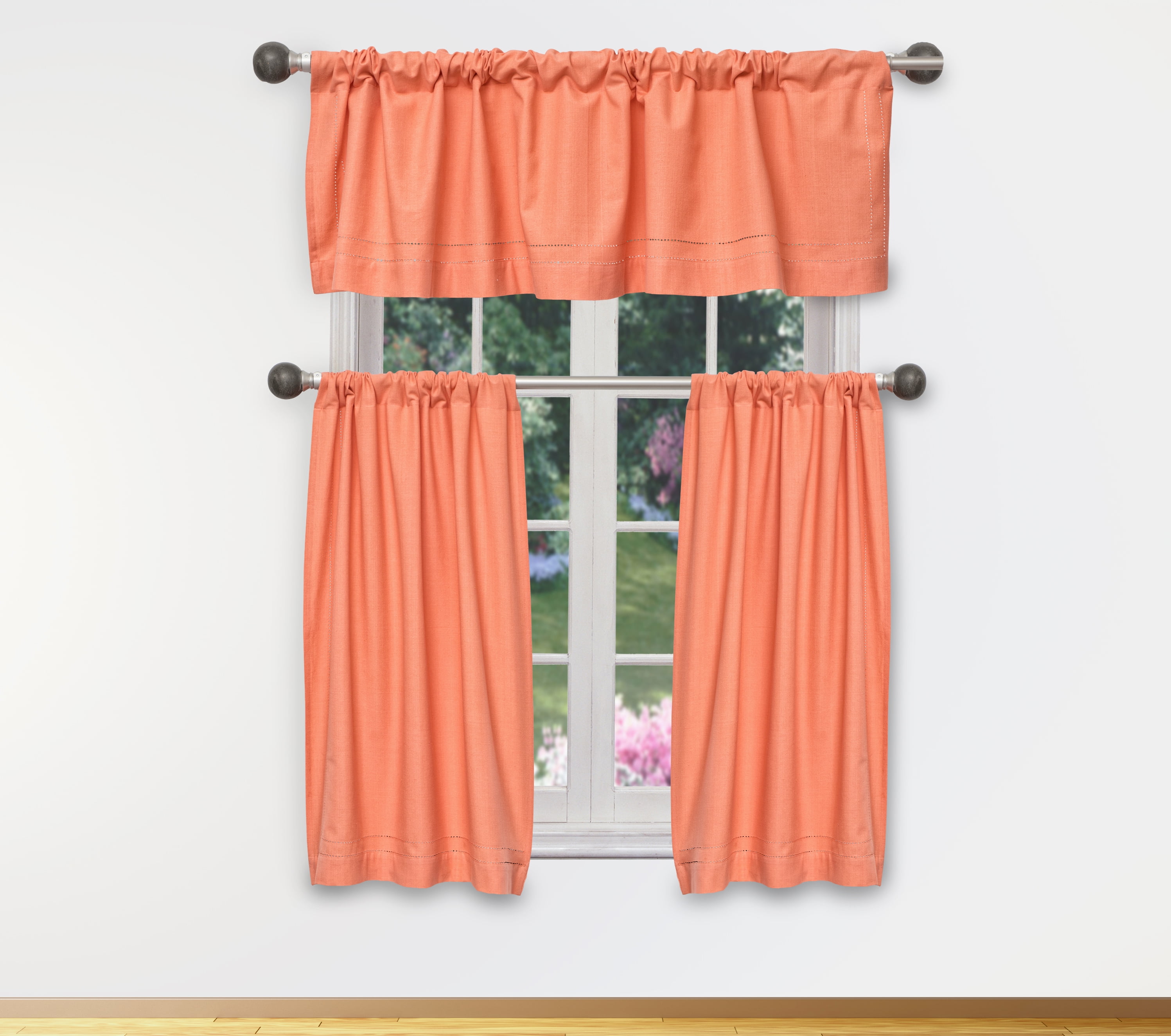 Miles Solid Cotton Kitchen Curtain & Tier Set