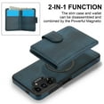 thumbnail image 6 of Decase for Samsung Galaxy A13 4G Flip PU Leather Back Cover with 2-in-1 Detachable Magnetic Wallet with 5 Card Slots Compatible Mag-Safe and RFlD Blocking Kickstand and Wireless Charging,Blue, 6 of 6