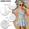 thumbnail image 4 of DISNIMO Bunny Flower Print Girls' One Piece Swimsuits Easter Egg Printed Sleeveless Swimwear with Skirt Quick Dry Beach Bathing Suit Comfortable Breathable Swim Dress, 4 of 8