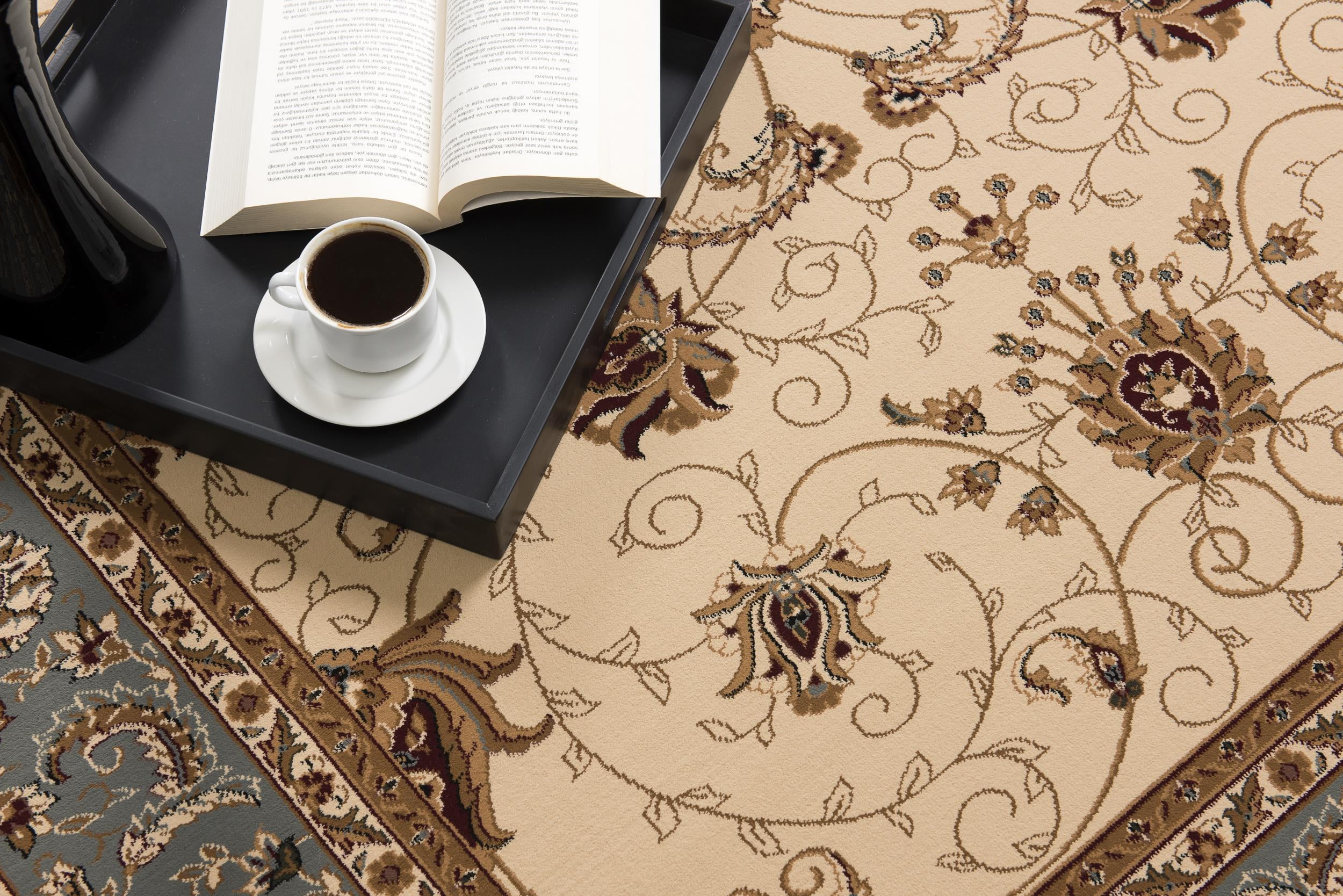 Rug Branch Majestic 2' x 5' (Exact Size: 2'3" x 5') Persian Indoor Doormat Rug, Beige Blue, Traditional - Entryway, Hallway, Bathroom, and Kitchen