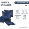 thumbnail image 4 of Mainstays 5-Piece Reversible Comforter Set Navy Cross Stitch Bedding with Decor Pillow and Throw, King, 4 of 9