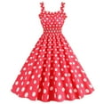 thumbnail image 2 of Elainilye Fashion Dresses for Women 2024 Round Neck Sleeveless Retro Suspender Wrapped Breast Polka Print Lace A-Line Dress,Red, 2 of 4