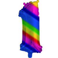 Rainbow Foil 1 Number Air Filled Balloon