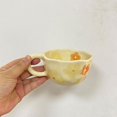 thumbnail image 3 of MYCENSE Breakfast Mug Tea Cup Photo Props Hand Pinched Unique Comfortable Grip Irregular Flower Milk Tea Cup Coffee Mug with Flower for Office Party, Orange Flower, 3 of 7