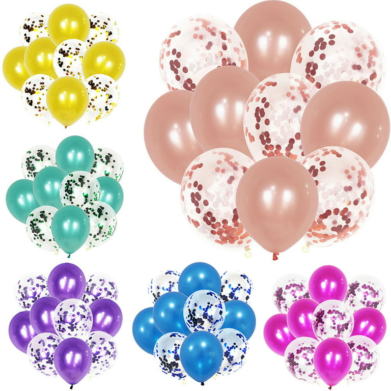 5 ballons transparent - Confettis perles rose - Happy Family