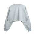 thumbnail image 4 of Besolor Women's Casual Cropped Sweatshirts Crew Neck Long Sleeve Solid Color Pullover Fall Tops Blouse, 4 of 6