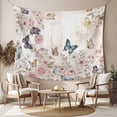 thumbnail image 2 of Vintage Pink Flowers Large Tapestry for Bedroom Wall Hanging Tapestry,Spring Floral Butterfly Retro Art Ceiling Backdrop Tapestries Poster Blanket Wall Decor for Teens Room Living Room 100" x 59", 2 of 8