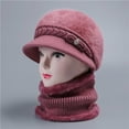 thumbnail image 4 of Charmgo Trucker Hat Clearance, Women's Knitted Warm Basin Hat Padded Cotton Hat Plush Hat + Scarf Two Piece Set Bucket Hat Baseball Cap, Sun Hats for Women Pink, 4 of 5