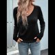 thumbnail image 5 of Camisas de Larga para Mujer, Cuello en V, Blusas Casuales de Otoño, Suéteres Holgados y Ligeros, Túnicas, Ropa de Moda. Negro M, 5 of 10