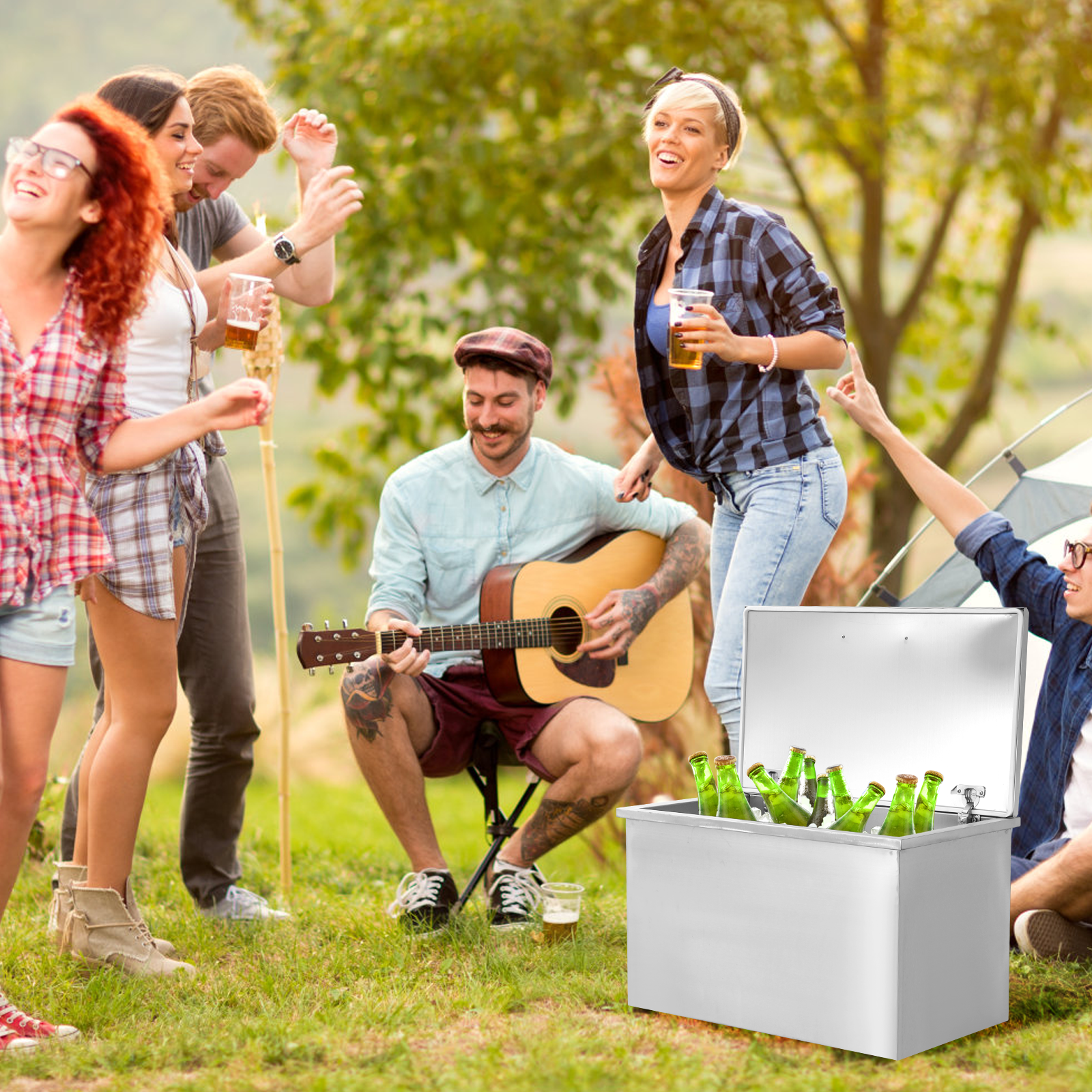 Accreate Stainless Steel Drop in Ice Chest - Commercial Ice Bin for Outdoor Kitchen Ice Bar & Cold Beverages