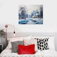 thumbnail image 4 of Nawypu  Small Town In Winter Times - Traditional Framed Canvas Wall Art Print, Blue, 32x24, 4 of 4