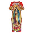 thumbnail image 4 of Vestido holgado de verano para mujer con bolsillo y máscara católica de Nuestra Señora de Guadalupe, Santa Mexicana, México, 4 of 7