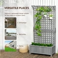 thumbnail image 6 of Outsunny Wood Planter with Trellis, Raised Garden Bed for Climbing Plants with Drainage Holes and Roof, 35.5" x 17.75" x 72", Gray, 6 of 10