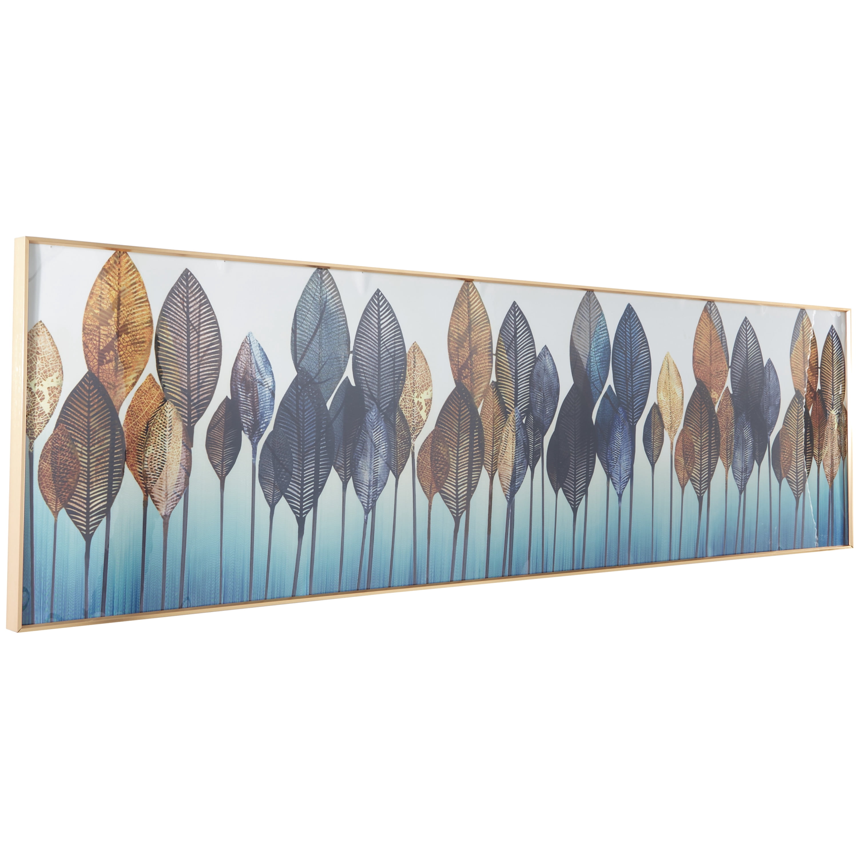 71" x 20" Leaf Framed Wall Art with Gold Aluminum Frame, by CosmoLiving by Cosmopolitan