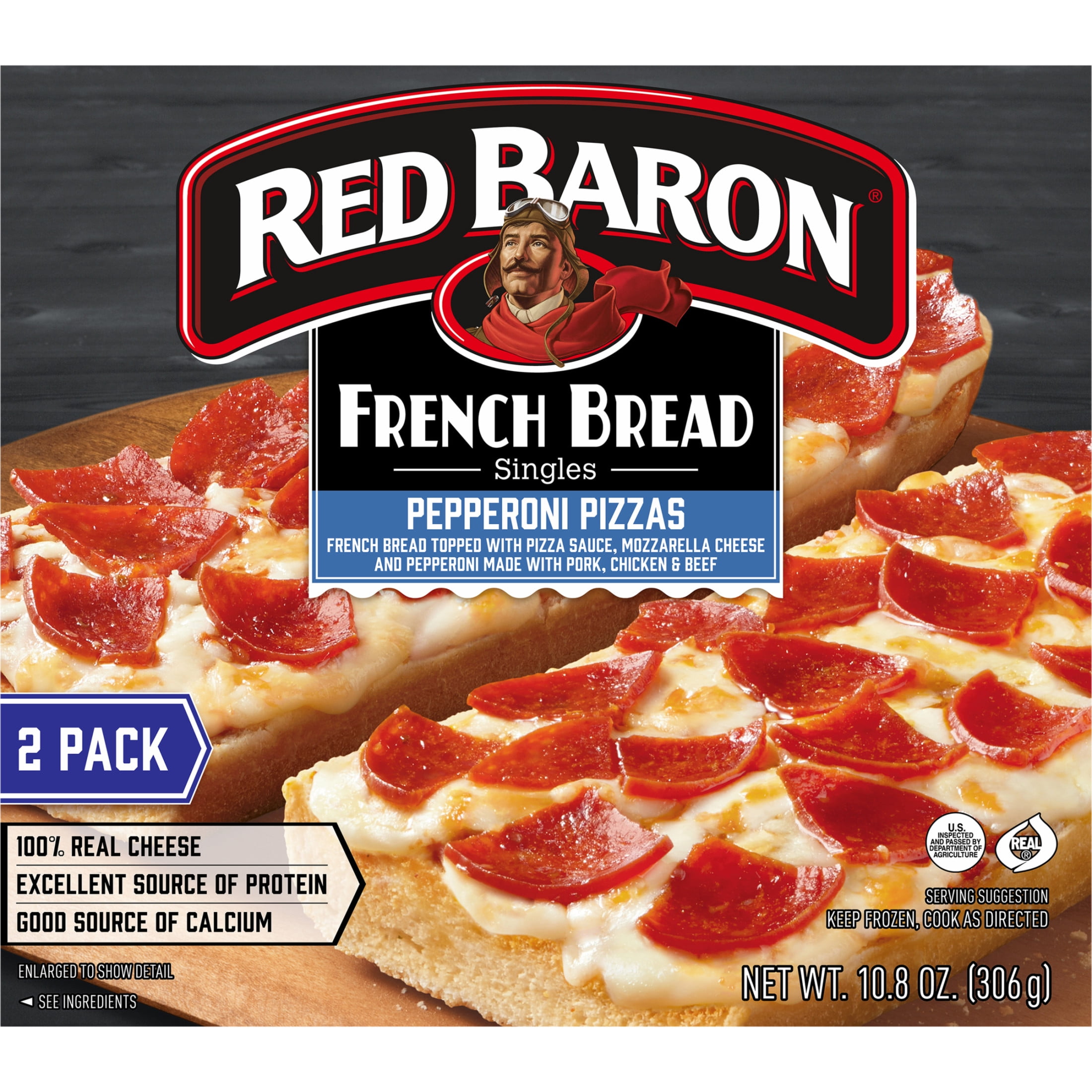 Red Baron Pepperoni French Bread Frozen Personal Pizza, 10.8 oz 2 Pack