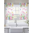 thumbnail image 5 of Easter Flowers Sheer Curtains 2 Panels Set Watercolor Pink Blue Purple Tulip Floral Eggs Butterfly Sheer Window Curtains Light Filtering Rod Pocket Voile Drapes for Bedroom Living Room 52"x45", 5 of 9