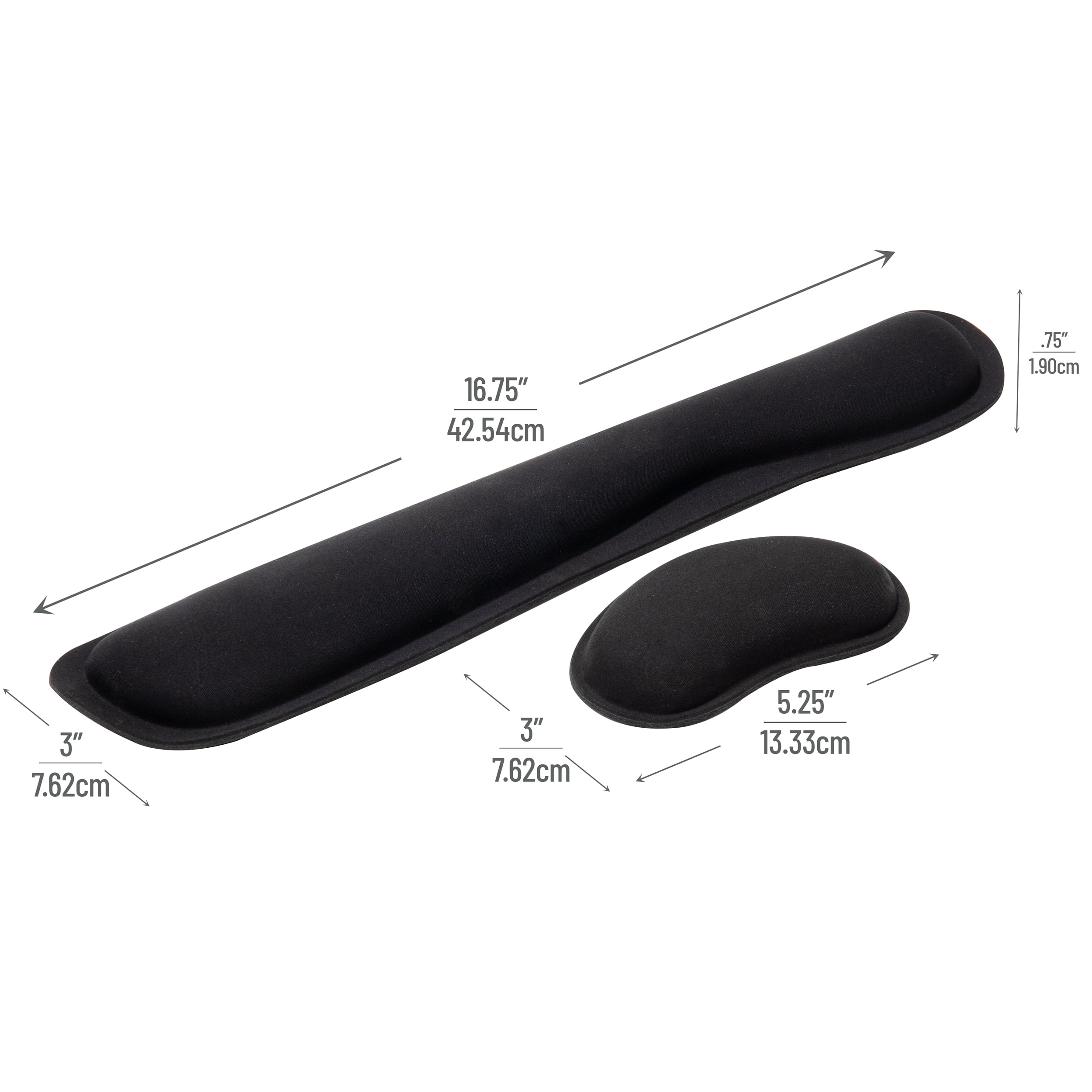 Mind Reader Ergonomic Keyboard and Mouse Wrist Rest Sets, Foam, 16.75 L x 3 W x 0.75 H, 6 Pcs, Black