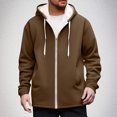 thumbnail image 2 of Xcmzpl Men’s Fleece-Lined Zip Up Hoodie Thick Hooded Jacket Winter Warm Athletic Sweatshirt Solid Coats Outwear with Pocket, 2 of 7