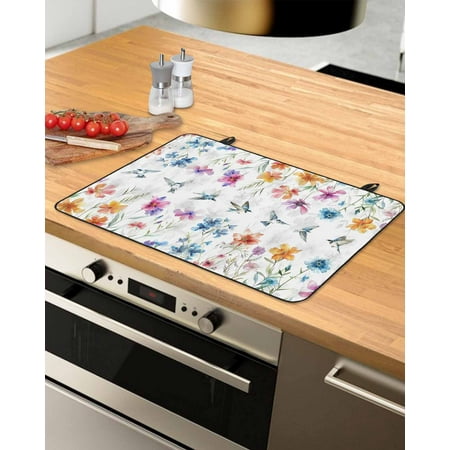 

Colorful Spring Floral Stove Top Covers for Electric Stove Heat Insulation Fireproof Glass Cooktop Cover Counter Top Glass Stove Cover 24 x21 Summer Botancial Watercolor Birds