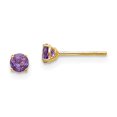 thumbnail image 2 of 14K Yellow Gold Madi K Round Amethyst 3mm Post Earrings, 2 of 3