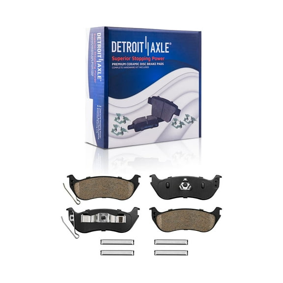 Detroit Axle - Pair Rear Ceramic Brake Pads with Hardware for 2006 2007 2008 2009 2010 Ford Explorer Mercury Mountaineer 2007 2008 2009 2010 Explorer Sport Trac