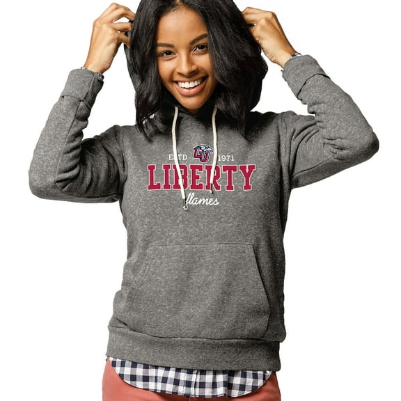 Women's League Collegiate Wear Heathered Gray Liberty Flames Victory Springs Pullover Hoodie