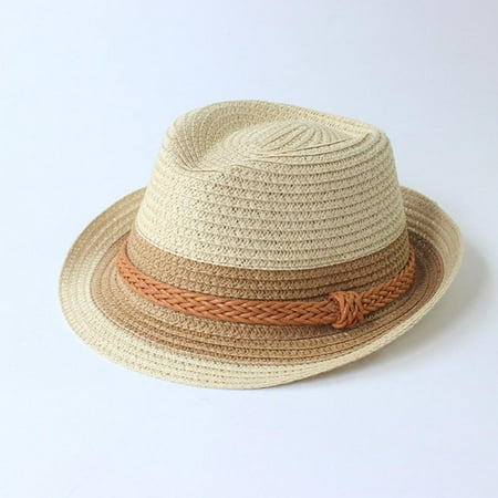 

Promotion!Baby Girls Boy Kids Children Fedora Summer Sun Hats Jazz Cap Beach Outdoor Straw Sun Protection Hat