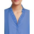 thumbnail image 4 of Blu White Blu Women's Ruffled Button-Front Shirt, 4 of 5