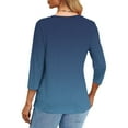 thumbnail image 4 of Plebaso T-Shirts à Manches 3/4 Col Rond pour Femmes Tee-Shirts Décontractés Amples Blouses Dégradées pour S-5TG, 4 of 6