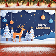 thumbnail image 5 of Reindeer Design Christmas Banner Colorful Ornaments Xmas Display Star Decorations Blue Background Holiday Backdrop for Christmas Party Home Decoration Family Party, 5 of 9