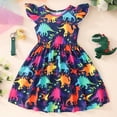 thumbnail image 5 of GYRATEDREAM Girls Dress Summer Toddler Birthday Party Sundress Kids Flutter Sleeve Swing Dresses 18M-8T, 5 of 11