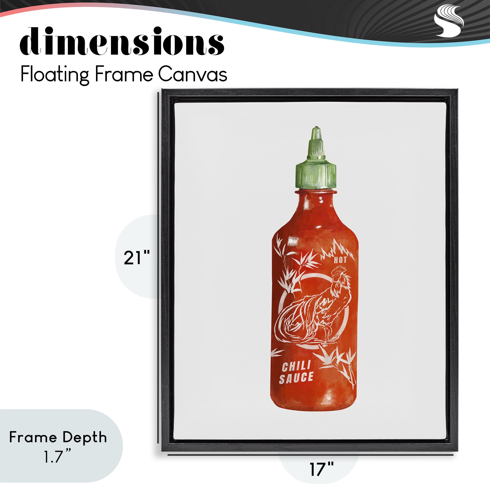 Stupell Industries Iconic Hot Sauce Bottle Black Framed Floater Canvas Wall Art, design by Rylen McNett