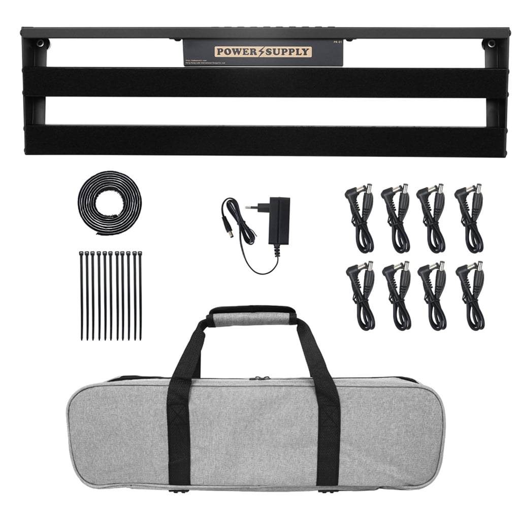 BQBQERT Aluminium Alloy Black Guitar Effect Pedalboard with Bag, Pedal Cable Guitar Pedal Board Set with Built-in Power Supply