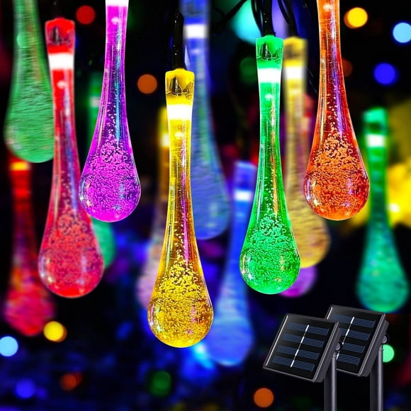 Guirnalda de luces solares JMEXSUSS, paquete de 2, 12,7 m, 60 LED, impermeables