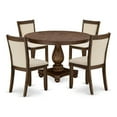 thumbnail image 2 of F2MZ5-NN-32 - Table and 4 Light Beige Linen Fabric Chairs - Antique Walnut Base, 2 of 2