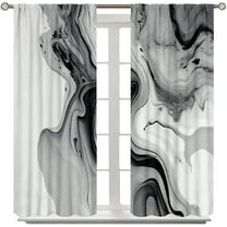 Marble Curtains, Black and White Gray Marble Modern Ink Abstract Texture Art Print Window Treatments Drapes for Bedroom Living Room Home Decor,2-Panel Set & Rod Pocket84x84in