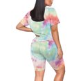 thumbnail image 3 of ICHUANYI Clearance Women Two Piece Outfits Summer Short Sleeve Round Neck Biker Shorts Set Cycling Suit(Green, XXL) ICHUANYI WER2023081501502, 3 of 7