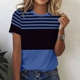 thumbnail image 7 of Hilenly Women's Short Sleeve Tops Crewneck Striped T Shirts Summer Basic Tees, 7 of 7
