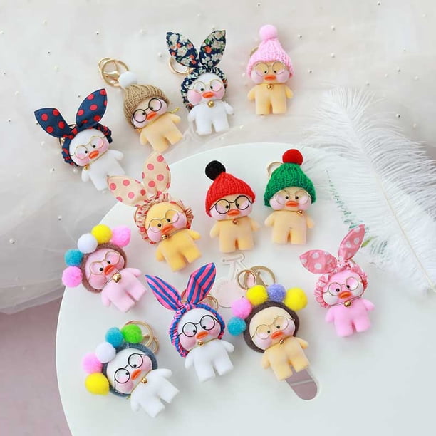 Arrival Cute Duck Keychain Kawaii Cafe Mimi plush toy Duck Action Figure Keychain Bags Decor Toy Children Gifts heqiyong toy